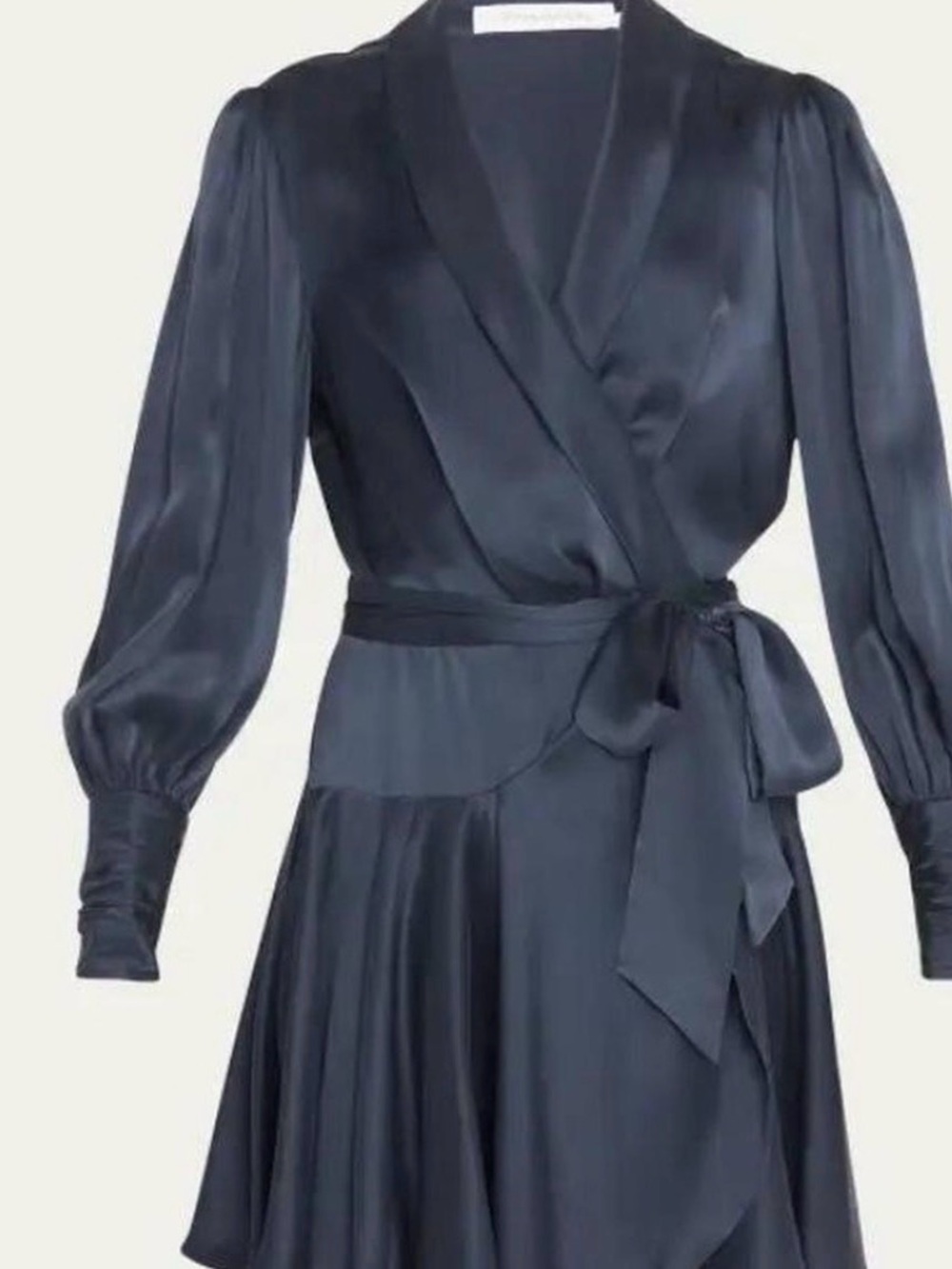 Elegant Navy Wrap Midi Dress with Tie Waist